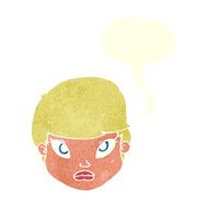 cartoon serious face with speech bubble N10