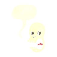 funny cartoon skull with speech bubble N20