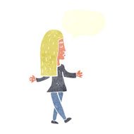cartoon woman shrugging shoulders with speech bubble N481