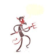 cartoon devil with pitchfork speech bubble N28