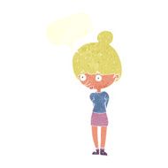 cartoon woman staring with speech bubble N29