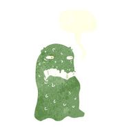 cartoon gross ghost with speech bubble N45