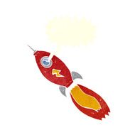 cartoon rocket with speech bubble N6
