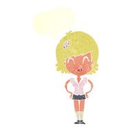cartoon happy woman with speech bubble N249