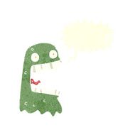 cartoon gross ghost with speech bubble N46
