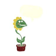 cartoon monster plant with speech bubble N10