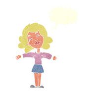 cartoon woman with open arms speech bubble N94