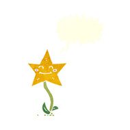 cartoon star flower with speech bubble N10