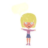 cartoon woman pointing with speech bubble N209