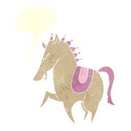 cartoon prancing horse with speech bubble N6