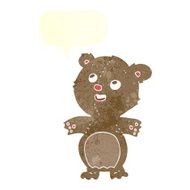 cartoon happy little teddy bear with speech bubble N4