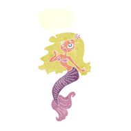 cartoon pretty mermaid with speech bubble N36
