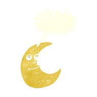 happy cartoon moon with speech bubble N6