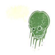 cartoon slimy skull with speech bubble N7