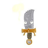 knife cartoon character with speech bubble N6