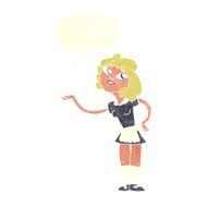 cartoon waitress serving with speech bubble N10