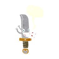crazy knife cartoon character with speech bubble N10