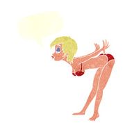 cartoon pin up girl in bikini with speech bubble N6