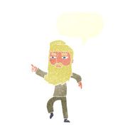 cartoon bearded man pointing the way with speech bubble N10