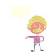 cartoon man making camp gesture with speech bubble N30