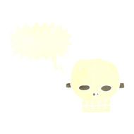 cartoon spooky skull mask with speech bubble N2