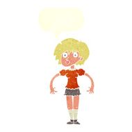 cartoon surprised woman with speech bubble N232