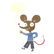 cartoon waving mouse with speech bubble N9