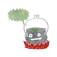 cartoon witch&#039;s cauldron with speech bubble N2