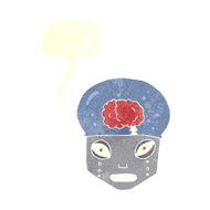 cartoon spooky robot head with speech bubble N9