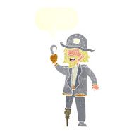 cartoon pirate captain with speech bubble N10