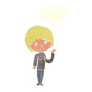 cartoon worried woman with speech bubble N74