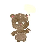 cartoon teddy bear waving with speech bubble N10