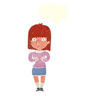 cartoon shocked woman with speech bubble N96