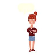 cartoon annoyed woman with speech bubble N178