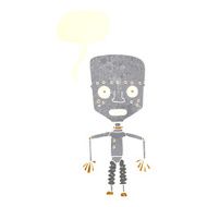 funny cartoon robot with speech bubble N51