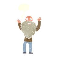cartoon frightened old man with beard speech bubble N10
