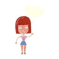 cartoon waving woman with speech bubble N146