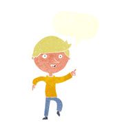 cartoon happy pointing with speech bubble N10