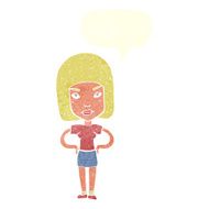 cartoon annoyed woman with speech bubble N179