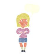 cartoon woman making excuses with speech bubble N19