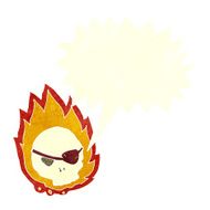 cartoon burning skull with speech bubble N10