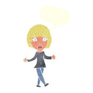 cartoon surprised woman with speech bubble N234