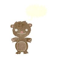 cartoon happy little teddy bear with speech bubble N5
