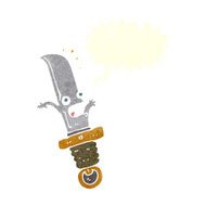 cartoon frightened knife with speech bubble N10