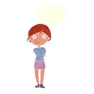 cartoon surprised girl with speech bubble N19