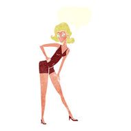 cartoon model woman posing with speech bubble N10