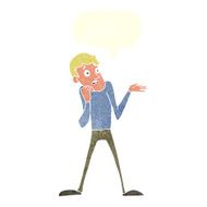 cartoon nervous man with speech bubble N133
