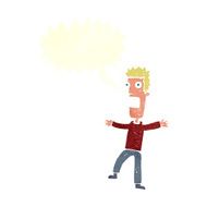 cartoon terrified man with speech bubble N213
