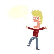 cartoon terrified man with speech bubble N214