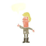 cartoon nervous man with speech bubble N134
